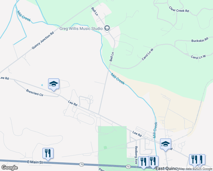 map of restaurants, bars, coffee shops, grocery stores, and more near 2-48 Bell Lane in Quincy