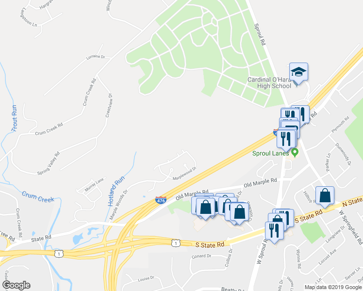 map of restaurants, bars, coffee shops, grocery stores, and more near 3508 San Rafael Court in Springfield