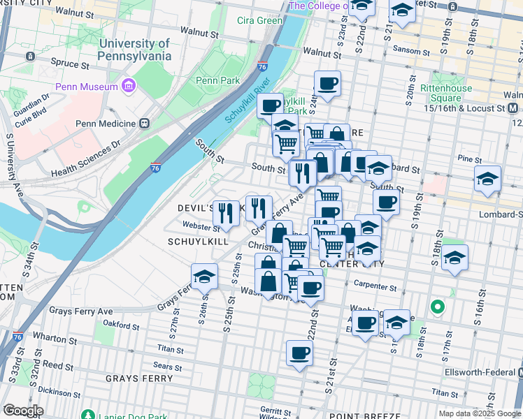 map of restaurants, bars, coffee shops, grocery stores, and more near 600 Commodore Court in Philadelphia