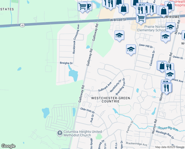 map of restaurants, bars, coffee shops, grocery stores, and more near 5758 Hunting Hollow Court in Galloway