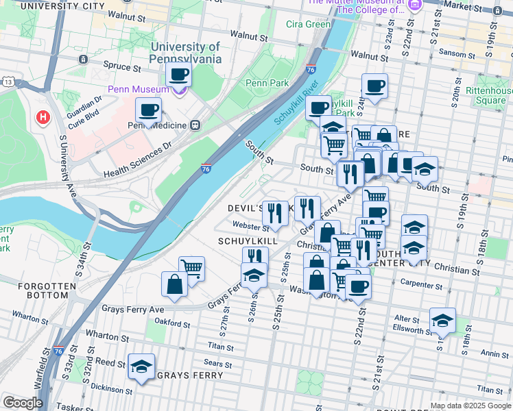 map of restaurants, bars, coffee shops, grocery stores, and more near 700 Commodore Court in Philadelphia