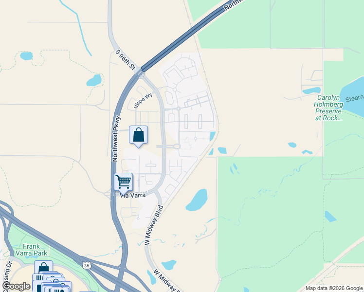 map of restaurants, bars, coffee shops, grocery stores, and more near 13630 Via Varra in Broomfield