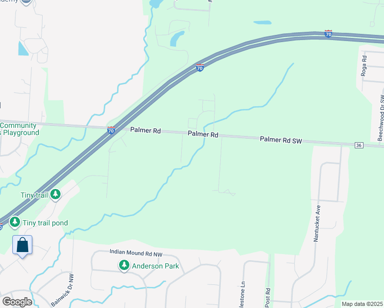 map of restaurants, bars, coffee shops, grocery stores, and more near 14127 Palmer Road Southwest in Reynoldsburg