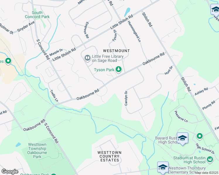 map of restaurants, bars, coffee shops, grocery stores, and more near 1003 Sage Road in West Chester