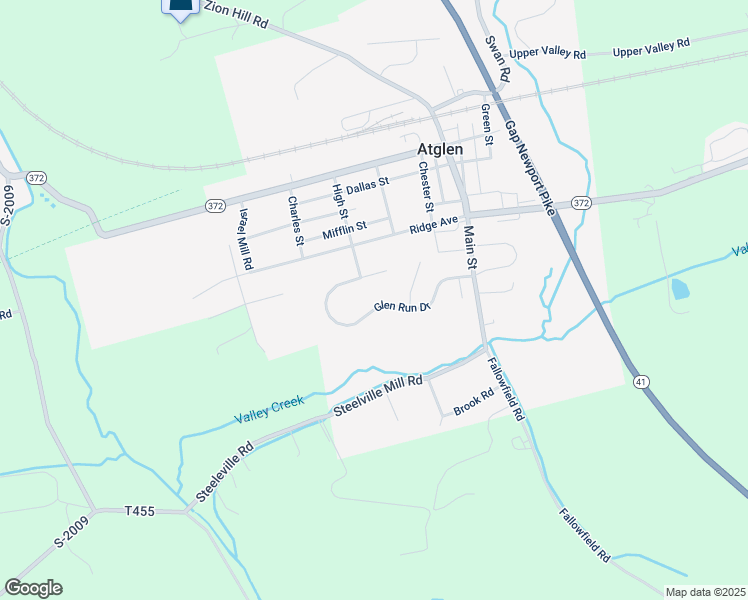 map of restaurants, bars, coffee shops, grocery stores, and more near 521 Glen Run Drive in Atglen