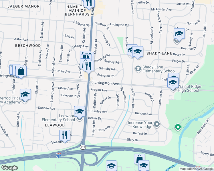 map of restaurants, bars, coffee shops, grocery stores, and more near 4512 East Livingston Avenue in Columbus