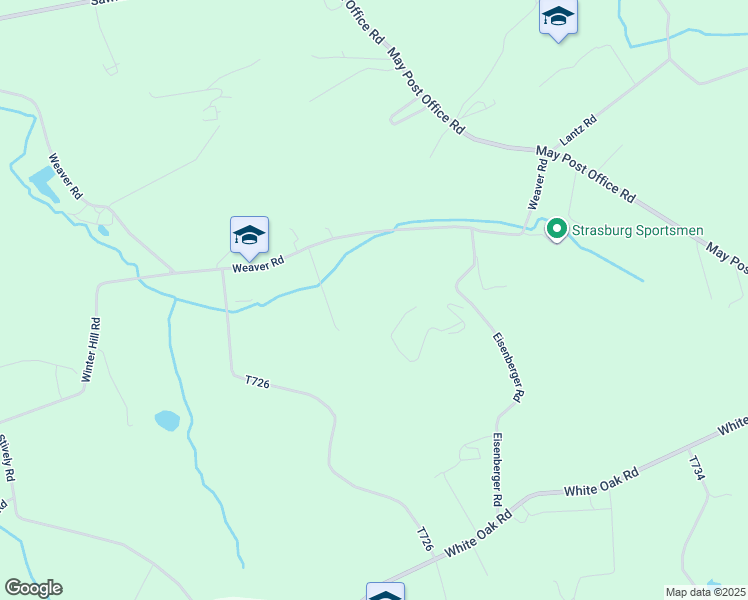 map of restaurants, bars, coffee shops, grocery stores, and more near 428 Weaver Road in Strasburg