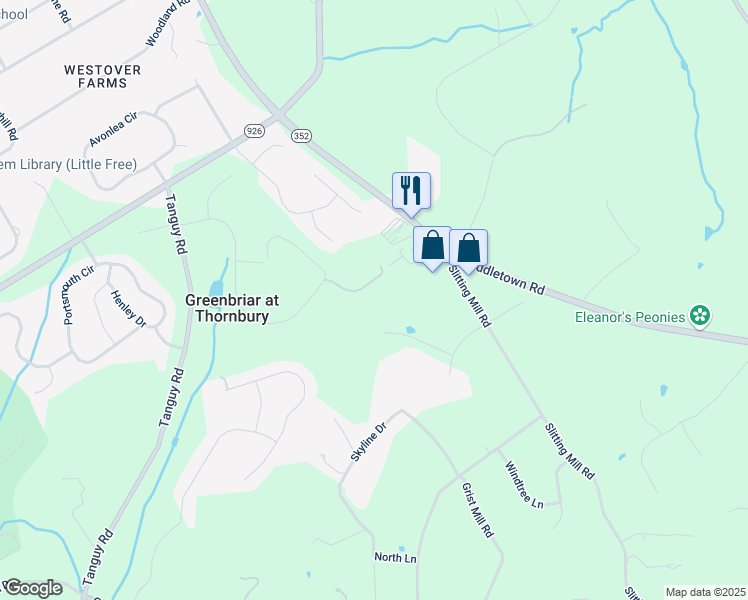 map of restaurants, bars, coffee shops, grocery stores, and more near 65 Twin Pine Way in Glen Mills