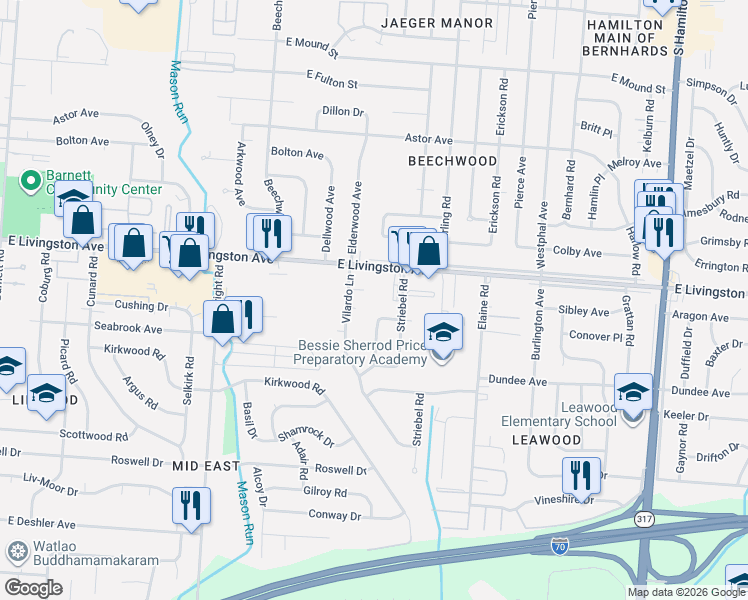 map of restaurants, bars, coffee shops, grocery stores, and more near in Columbus