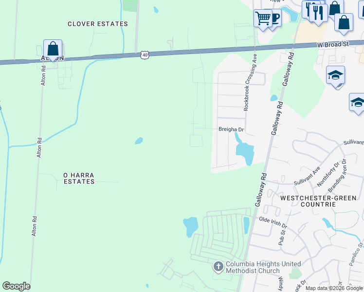 map of restaurants, bars, coffee shops, grocery stores, and more near 6145 W Broad St in Columbus