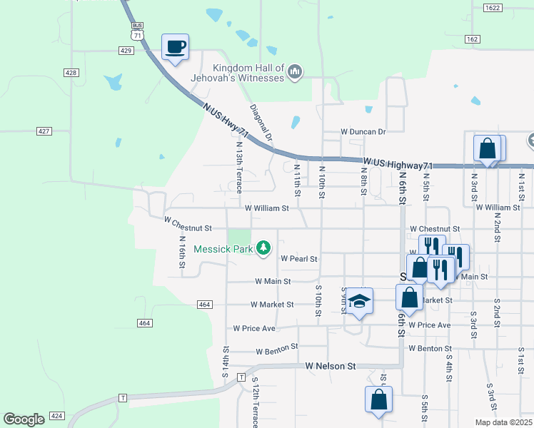 map of restaurants, bars, coffee shops, grocery stores, and more near 1107 West William Street in Savannah
