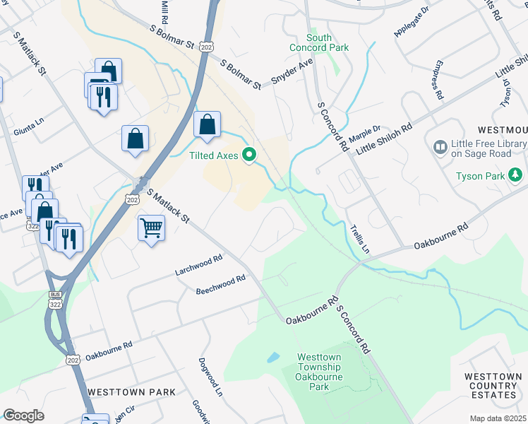 map of restaurants, bars, coffee shops, grocery stores, and more near 571 Coventry Lane in West Chester