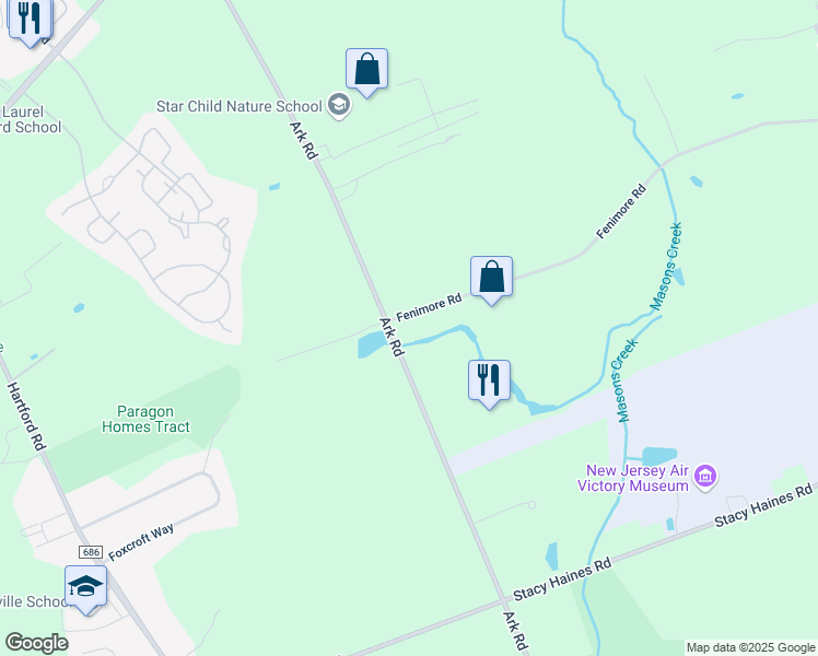 map of restaurants, bars, coffee shops, grocery stores, and more near 75 Fenimore Road in Lumberton