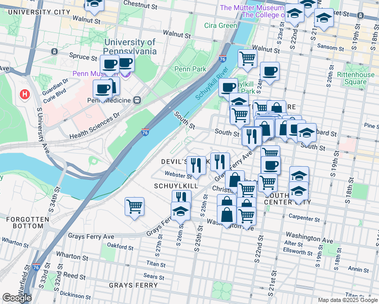 map of restaurants, bars, coffee shops, grocery stores, and more near 600 Commodore Court in Philadelphia