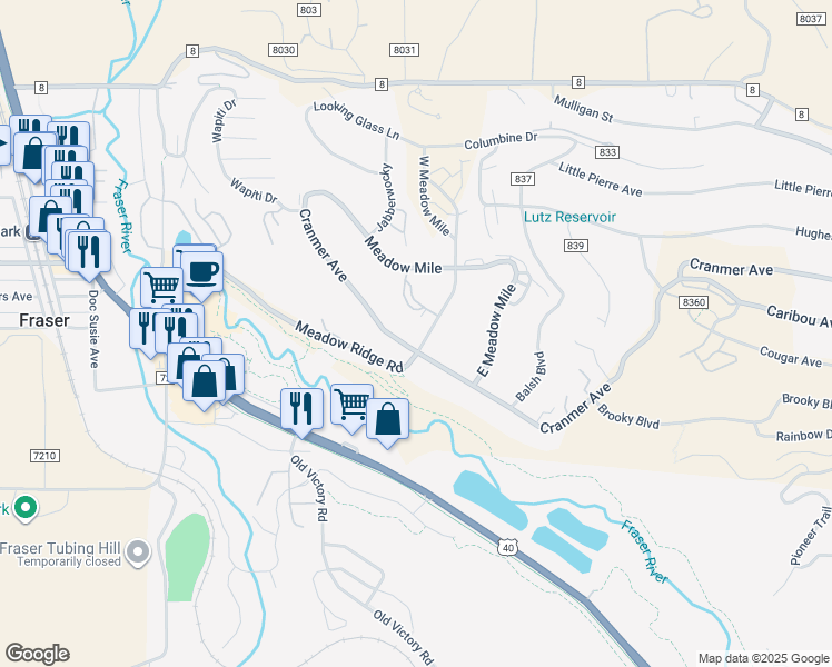 map of restaurants, bars, coffee shops, grocery stores, and more near 3 Gcr 8400 in Fraser