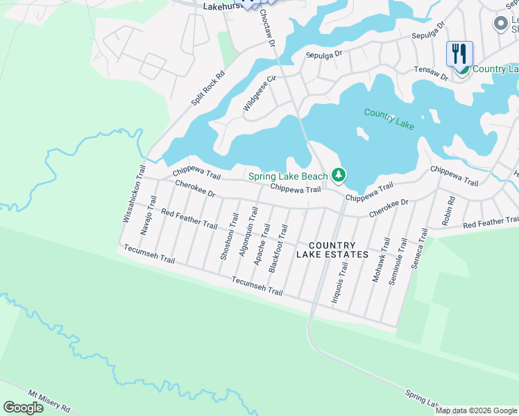 map of restaurants, bars, coffee shops, grocery stores, and more near 101 Cherokee Drive in Browns Mills