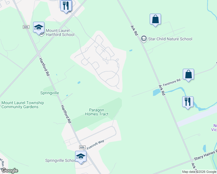 map of restaurants, bars, coffee shops, grocery stores, and more near 86 Kettlebrook Drive in Mount Laurel