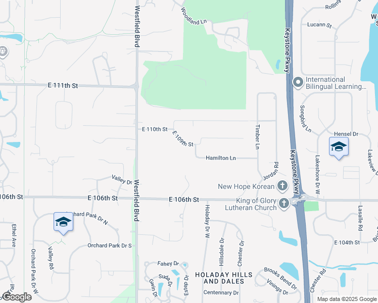 map of restaurants, bars, coffee shops, grocery stores, and more near 1415 Hamilton Lane in Carmel