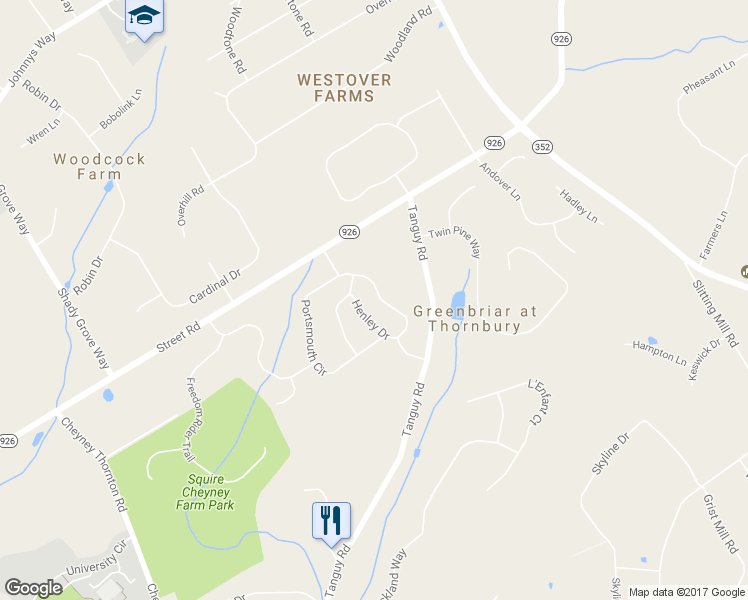 map of restaurants, bars, coffee shops, grocery stores, and more near 163 Portsmouth Circle in Glen Mills