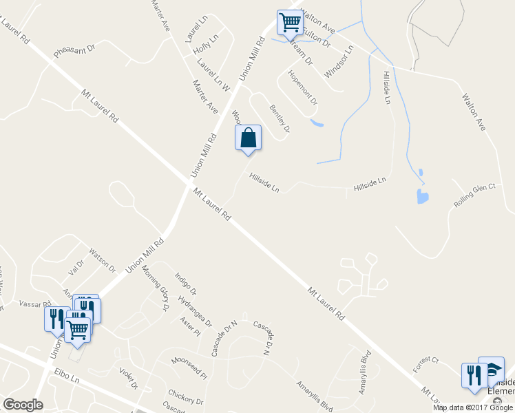 map of restaurants, bars, coffee shops, grocery stores, and more near 336 Mount Laurel Road in Mount Laurel Township