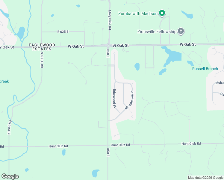 map of restaurants, bars, coffee shops, grocery stores, and more near 6546 Briarwood Place in Zionsville
