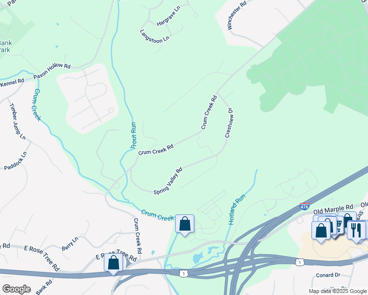 map of restaurants, bars, coffee shops, grocery stores, and more near 821 Crum Creek Rd in Springfield