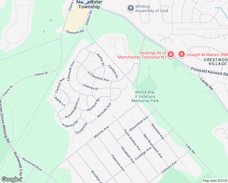 map of restaurants, bars, coffee shops, grocery stores, and more near 12 Norwalk Avenue in Manchester Township