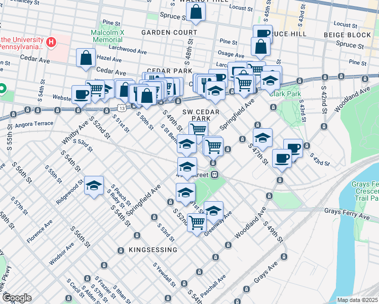 map of restaurants, bars, coffee shops, grocery stores, and more near in Philadelphia