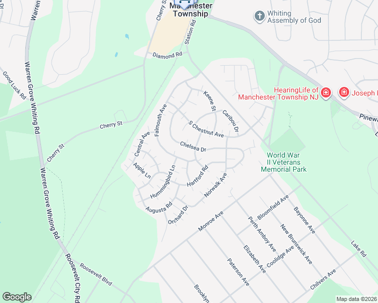 map of restaurants, bars, coffee shops, grocery stores, and more near 53 Chelsea Drive in Manchester Township