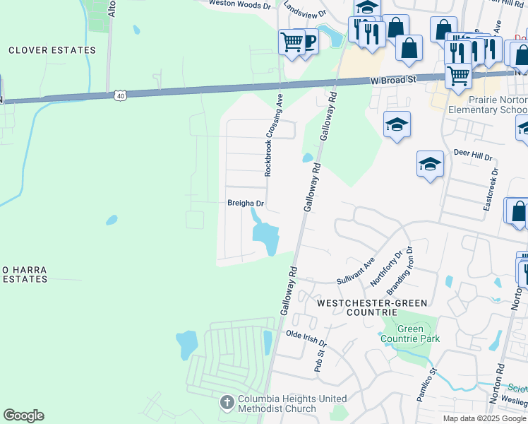 map of restaurants, bars, coffee shops, grocery stores, and more near 273 Rockbrook Crossing Avenue in Galloway