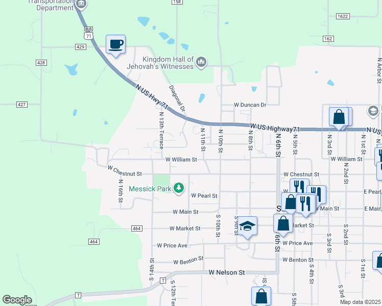 map of restaurants, bars, coffee shops, grocery stores, and more near 1107 West William Street in Savannah