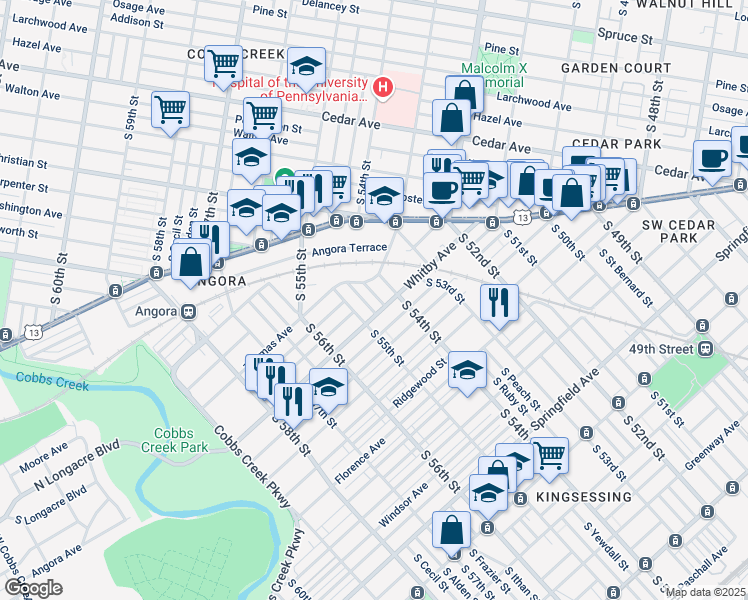 map of restaurants, bars, coffee shops, grocery stores, and more near 926 South Yewdall Street in Philadelphia