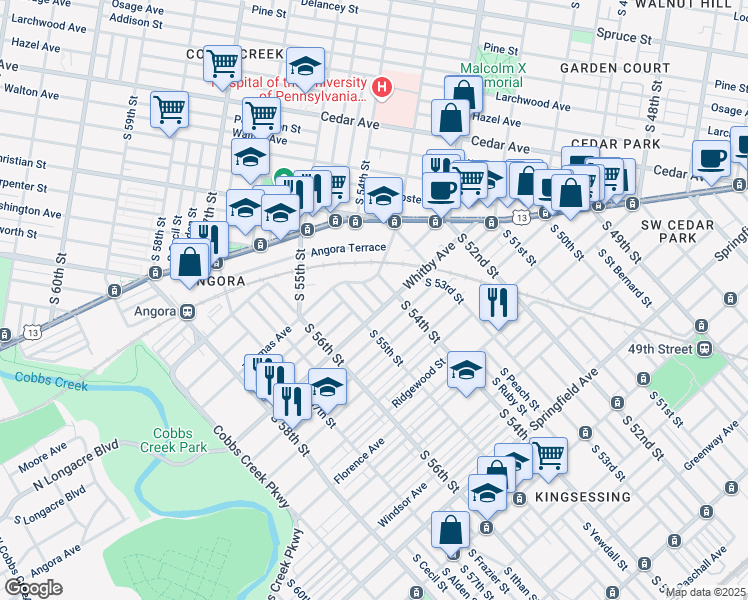 map of restaurants, bars, coffee shops, grocery stores, and more near 926 South Yewdall Street in Philadelphia
