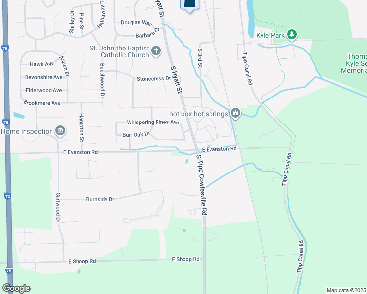 map of restaurants, bars, coffee shops, grocery stores, and more near 550 Tallow Tree Way in Tipp City