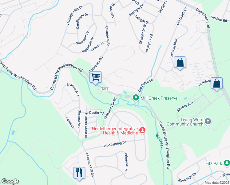 map of restaurants, bars, coffee shops, grocery stores, and more near 1745 Camp Betty Washington Road in York