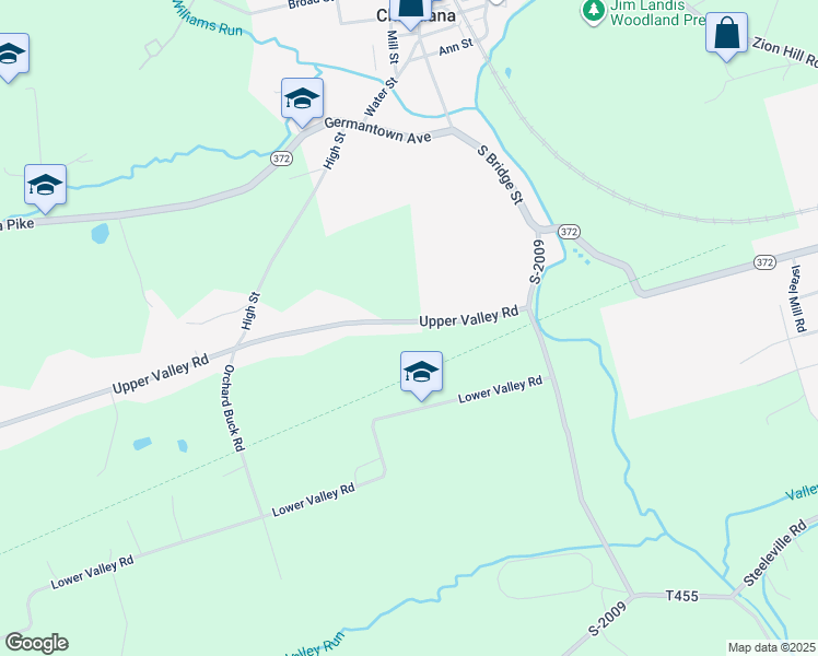 map of restaurants, bars, coffee shops, grocery stores, and more near 10 Upper Valley Road in Christiana