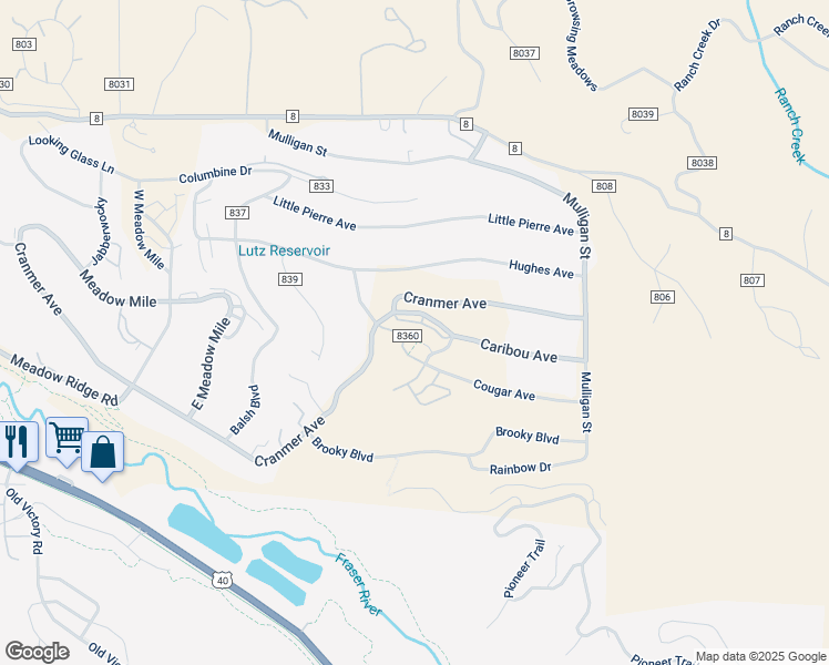 map of restaurants, bars, coffee shops, grocery stores, and more near 405 Cord8342 Cougar in Fraser
