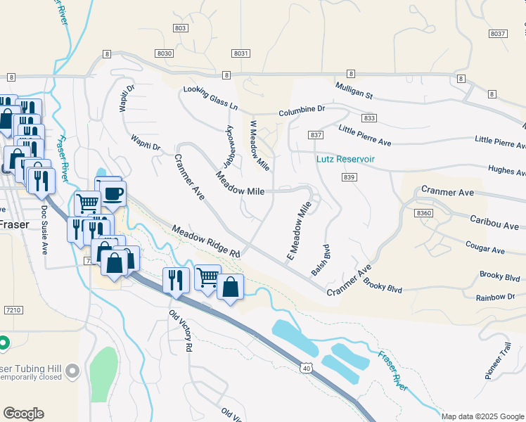 map of restaurants, bars, coffee shops, grocery stores, and more near 3 Gcr 8400 in Fraser
