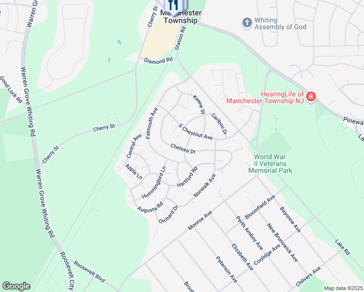 map of restaurants, bars, coffee shops, grocery stores, and more near 53 Chelsea Drive in Manchester Township
