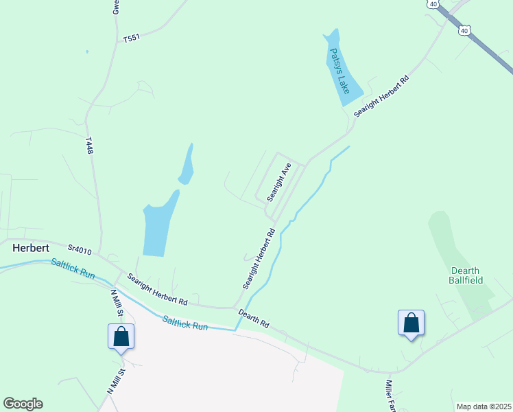 map of restaurants, bars, coffee shops, grocery stores, and more near 301 Village of Searights in Uniontown