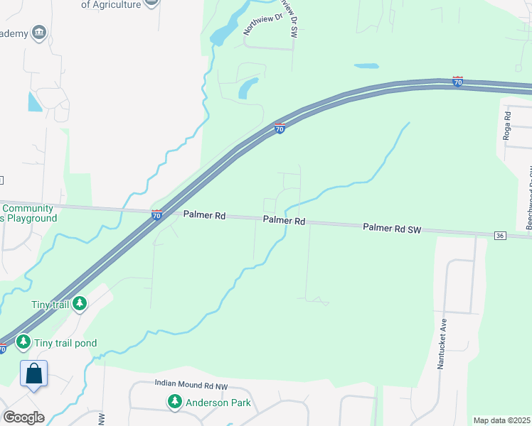 map of restaurants, bars, coffee shops, grocery stores, and more near 14127 Palmer Road Southwest in Reynoldsburg