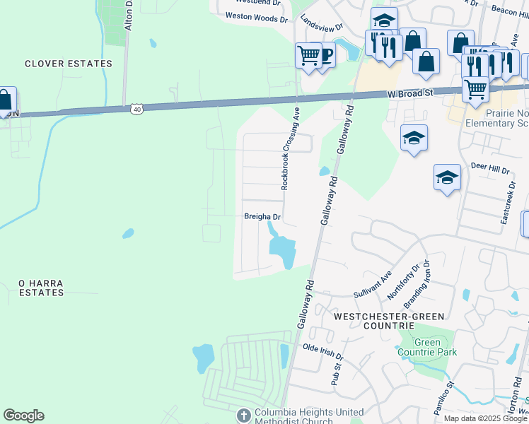 map of restaurants, bars, coffee shops, grocery stores, and more near 273 Rockbrook Crossing Avenue in Galloway