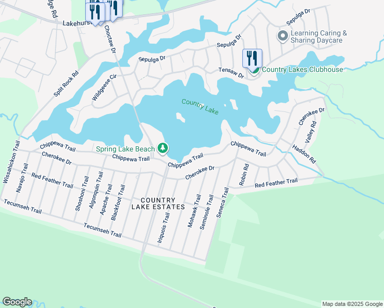 map of restaurants, bars, coffee shops, grocery stores, and more near 219 Chippewa Trail in Browns Mills