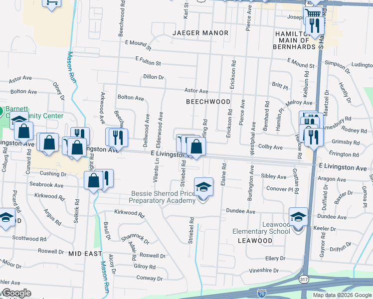 map of restaurants, bars, coffee shops, grocery stores, and more near 4032 Colby Avenue in Columbus