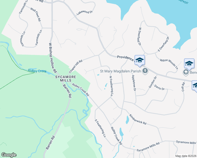 map of restaurants, bars, coffee shops, grocery stores, and more near 2471 Martingale Road in Media