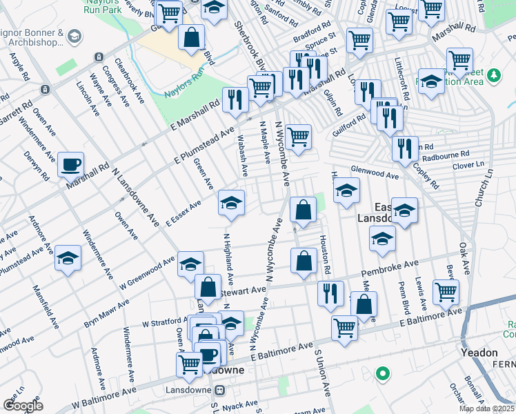 map of restaurants, bars, coffee shops, grocery stores, and more near 182 Hansell Road in Lansdowne