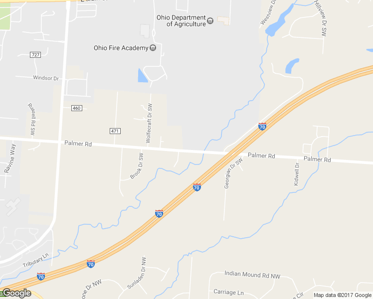 map of restaurants, bars, coffee shops, grocery stores, and more near 14787 Palmer Road in Reynoldsburg