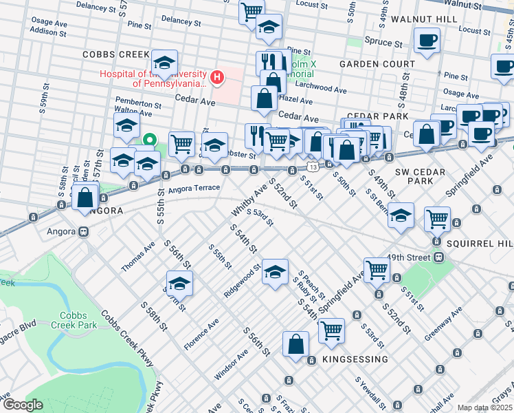 map of restaurants, bars, coffee shops, grocery stores, and more near in Philadelphia