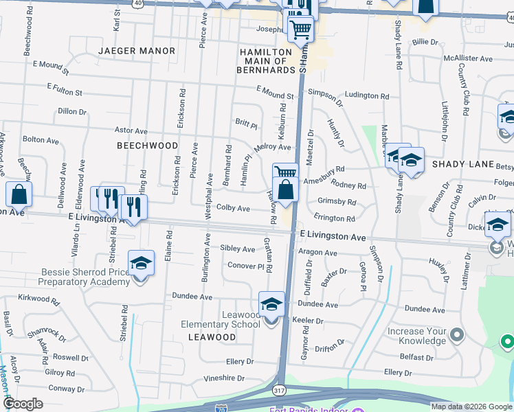 map of restaurants, bars, coffee shops, grocery stores, and more near 1383 Harlow Road in Columbus