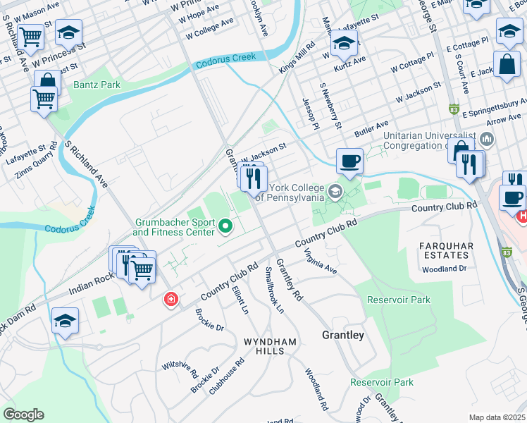 map of restaurants, bars, coffee shops, grocery stores, and more near 551 Dupont Avenue in York